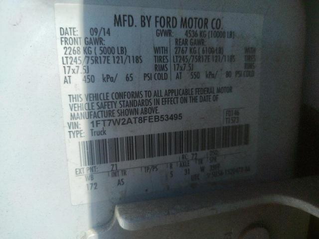 2015 FORD SUPER DUTY 1FT7W2AT8FEB53495