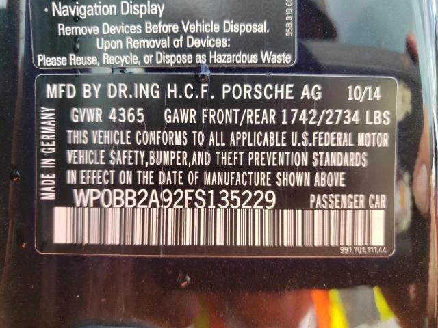 2015 PORSCHE 911 TARGA WP0BB2A92FS135229