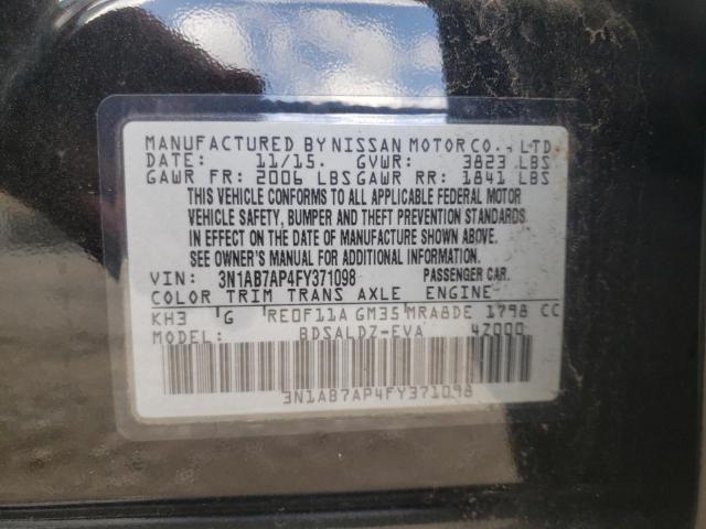 NISSAN SENTRA 2015 BLACK Photo 10