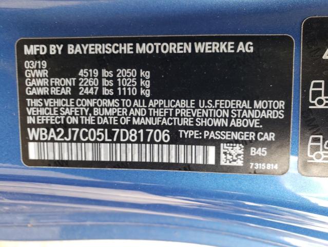 2020 BMW M240XI WBA2J7C05L7D81706