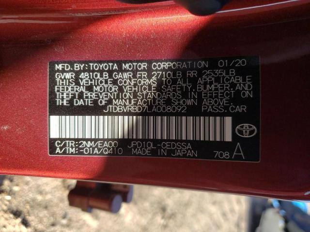 2020 TOYOTA MIRAI JTDBVRBD7LA008092