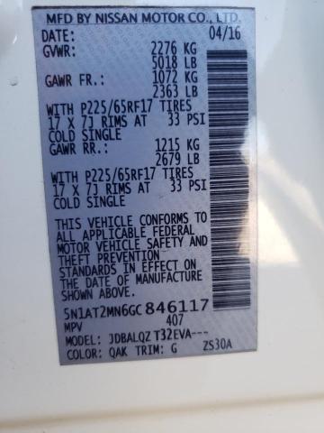 2016 NISSAN ROGUE S VIN: 5N1AT2MN6GC846117