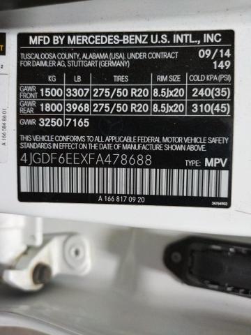 2015 MERCEDES-BENZ GL450 4JGDF6EEXFA478688