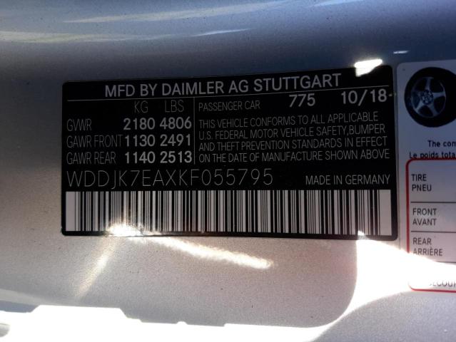 2019 MERCEDES-BENZ SL 63 AMG WDDJK7EAXKF055795