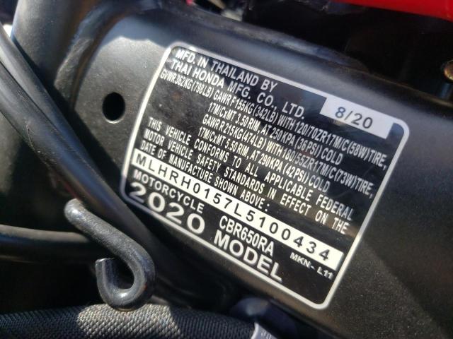 2020 HONDA CBR650 RA MLHRH0157L5100434