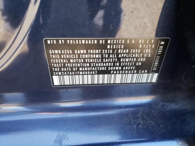 2015 VOLKSWAGEN GOLF TDI 3VW2A7AU1FM060467