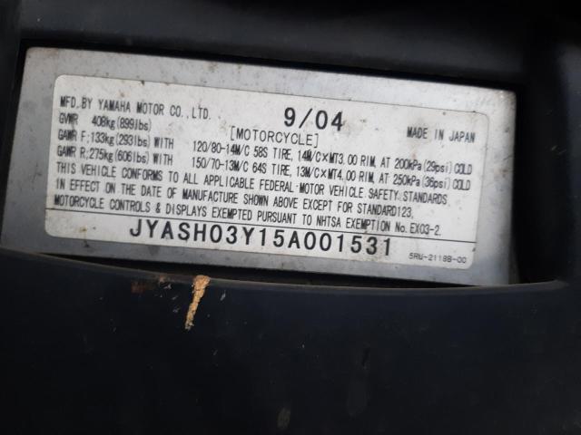 2005 YAMAHA YP400 JYASH03Y15A001531