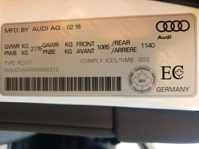 2017 AUDI A4 TECHNIK WAUCNAF44HN008323