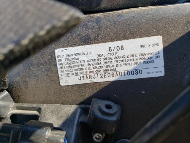 2006 YAMAHA YZFR6 L JYARJ12E06A010030