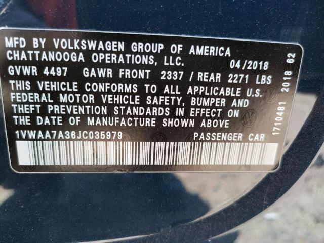 Image 10 of 2018 VOLKSWAGEN PASSAT salvage vehicle - Lot #51190092 at Copart