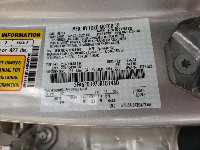 VIN 3FA6P0D97JR181460 2018 Ford Fusion, Titanium/Pl... no.10