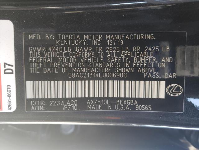 2020 LEXUS ES 300H BA 58AC21B14LU006906
