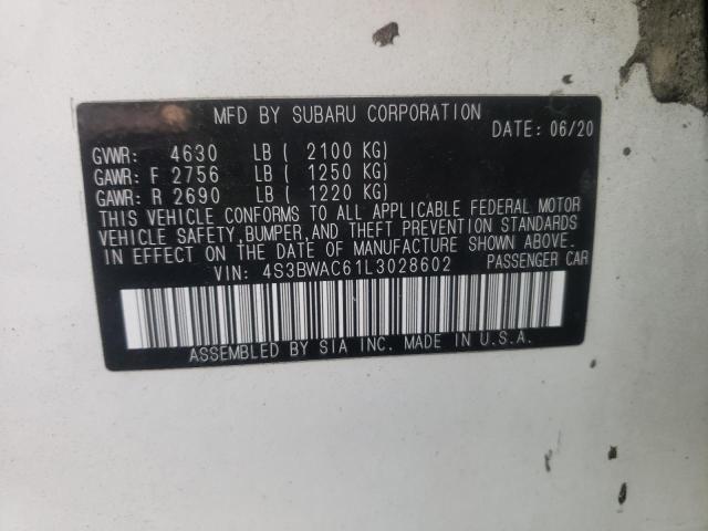 2020 SUBARU LEGACY PRE 4S3BWAC61L3028602