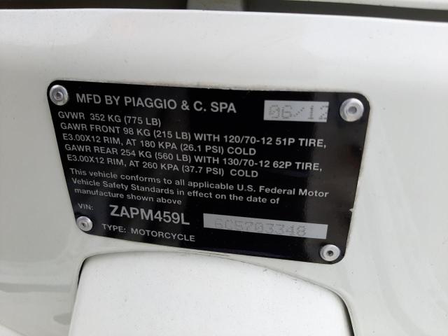 2012 VESPA GTS 300 SU ZAPM459L6C5703348