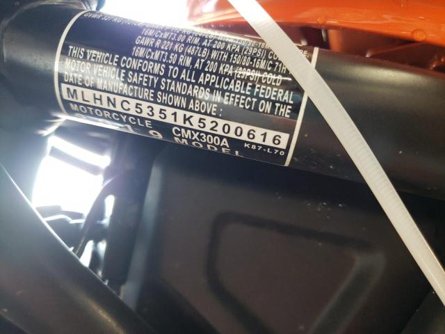 2019 HONDA CMX300 A MLHNC5351K5200616