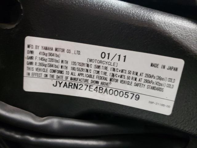 2011 YAMAHA FZ8 N JYARN27E4BA000579