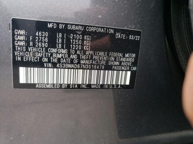 2022 SUBARU LEGACY PRE 4S3BWAD67N3018478