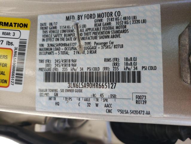 2017 LINCOLN MKZ PREMIE 3LN6L5A90HR665127
