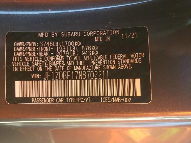 2022 SUBARU BRZ LIMITE JF1ZDBF17N8702211