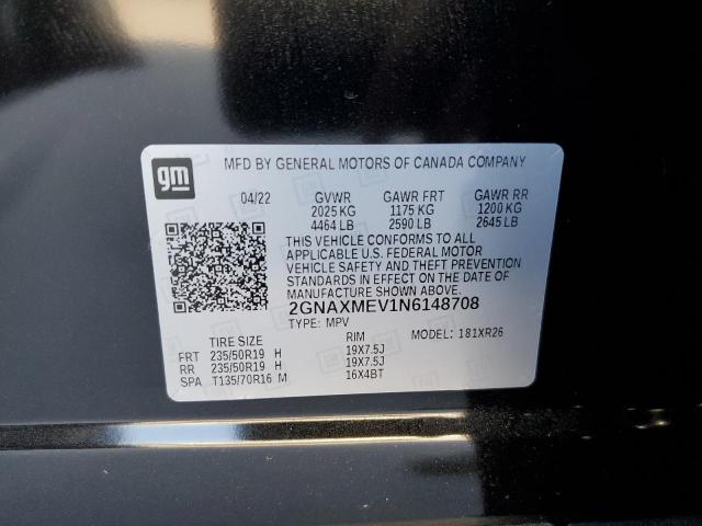 2022 CHEVROLET EQUINOX RS 2GNAXMEV1N6148708