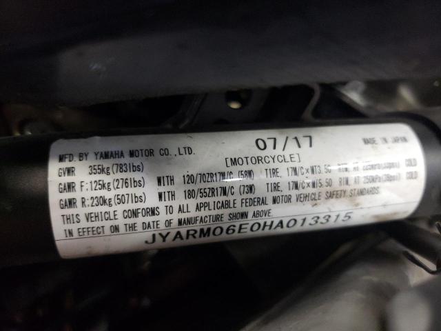 2017 YAMAHA FZ07 JYARM06E0HA013315