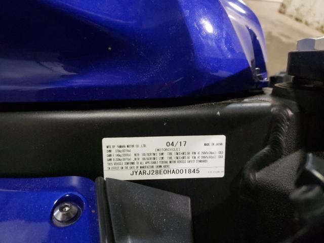 2017 YAMAHA YZFR6 JYARJ28E0HA001845