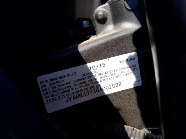 2016 YAMAHA FZ09 C JYARN33Y3GA002868