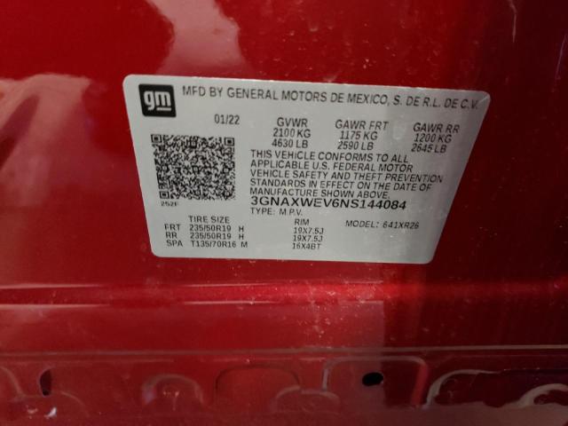 2022 CHEVROLET EQUINOX RS 3GNAXWEV6NS144084