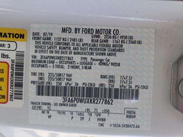 2019 FORD FUSION SPE 3FA6P0WUXKR277862