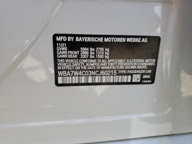 2022 BMW 745XE WBA7W4C03NCJ60215