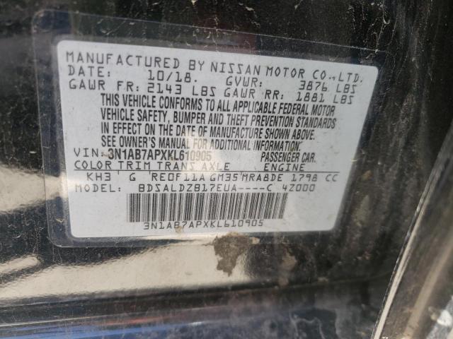 3N1AB7APXKL610905 | 2019 NISSAN SENTRA S