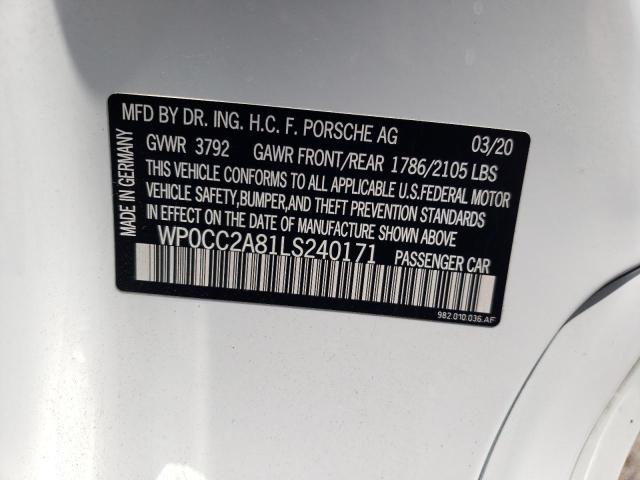 2020 PORSCHE BOXSTER SP WP0CC2A81LS240171