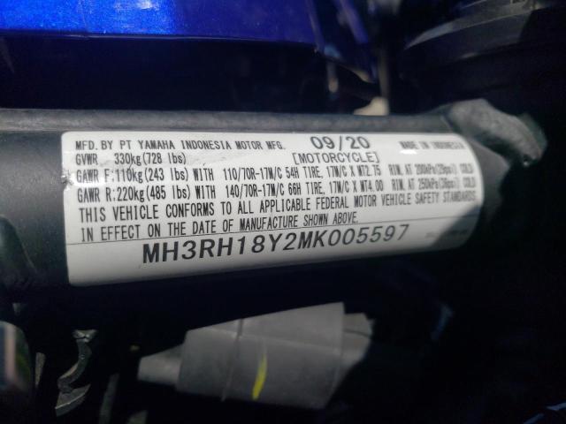 2021 YAMAHA YZFR3 A MH3RH18Y2MK005597