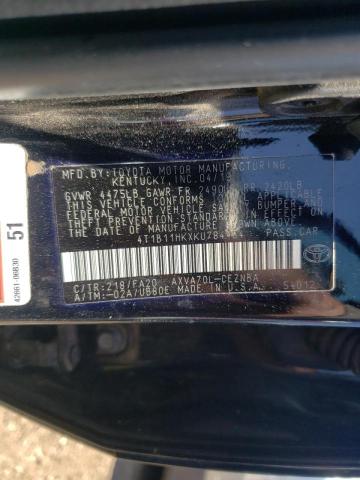 2019 TOYOTA CAMRY 4C 4T1B11HKXKU784454