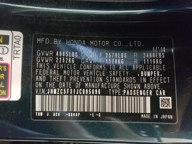 2018 HONDA CLARITY TO JHMZC5F31JC005896