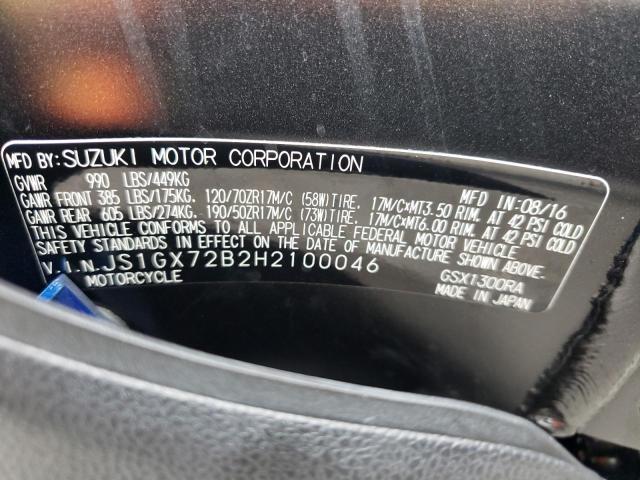 2017 SUZUKI GSX1300 RA JS1GX72B2H2100046