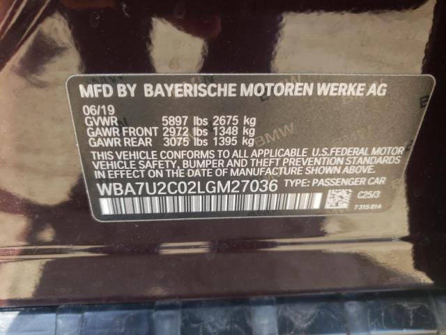 2020 BMW 750 XI WBA7U2C02LGM27036