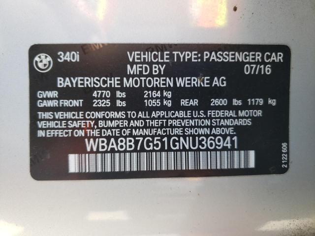 2016 BMW 340 XI WBA8B7G51GNU36941