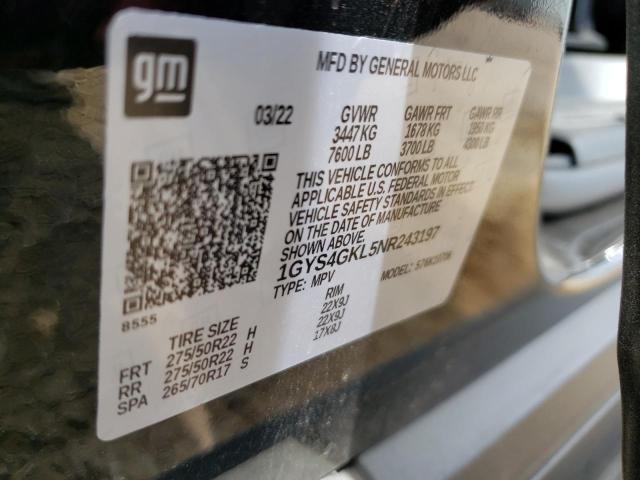 2022 CADILLAC ESCALADE S 1GYS4GKL5NR243197