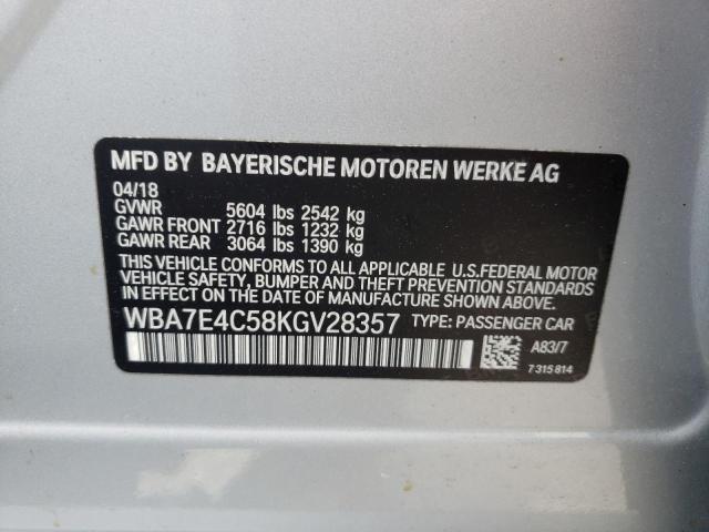 2019 BMW 740 XI WBA7E4C58KGV28357