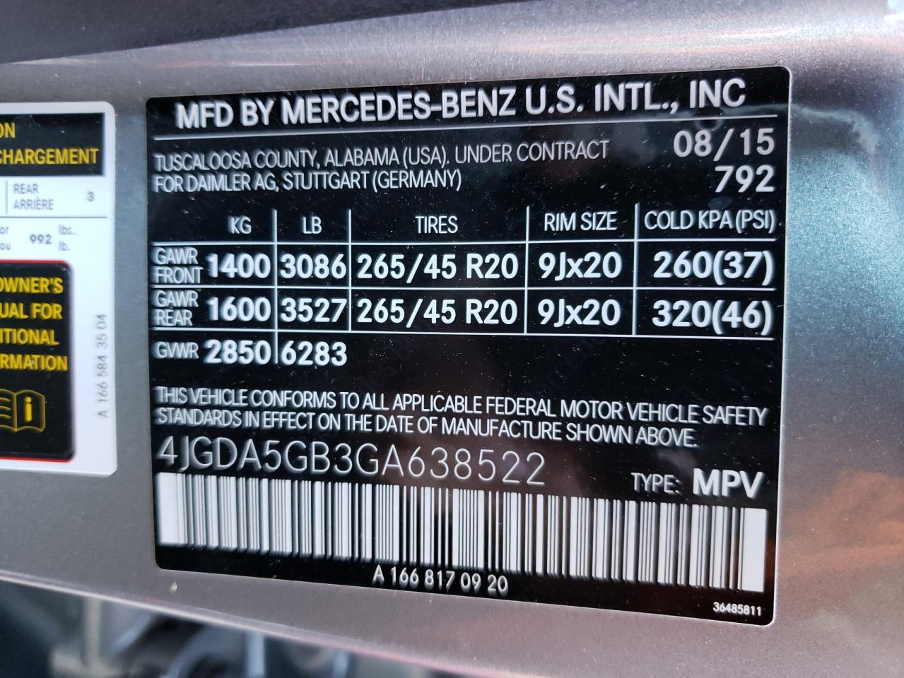 VIN 4JGDA5GB3GA638522 2016 MERCEDES-BENZ GLE-CLASS no.10