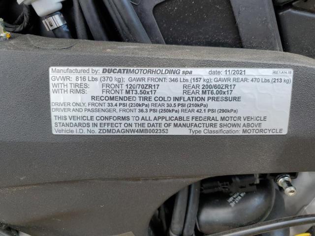 2021 DUCATI PANIGALE V ZDMDAGNW4MB002353