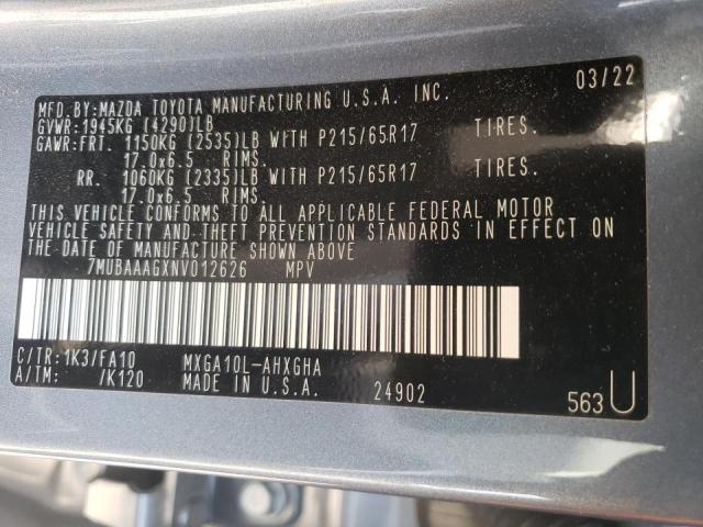 2022 TOYOTA COROLLA CR 7MUBAAAGXNV012626