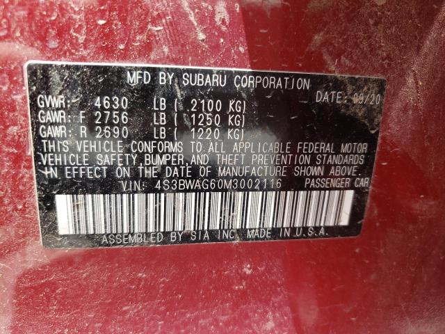 2021 SUBARU LEGACY SPO 4S3BWAG60M3002116