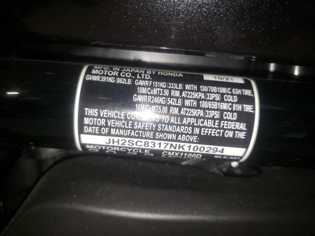 2022 HONDA CMX1100 D JH2SC8317NK100294