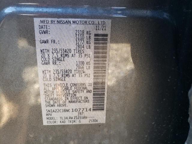 2022 NISSAN MURANO SL 5N1AZ2CJ8NC107714