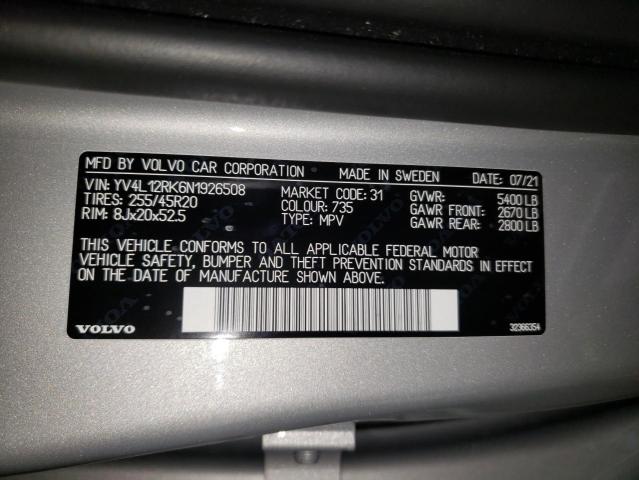 2022 VOLVO XC60 B5 MO YV4L12RK6N1926508
