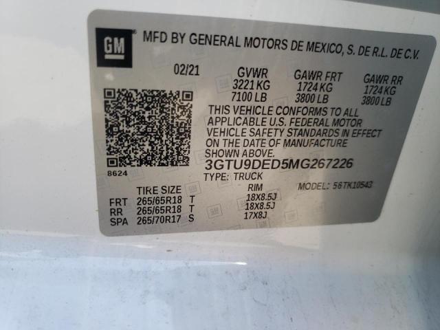 2021 GMC SIERRA 3GTU9DED5MG267226