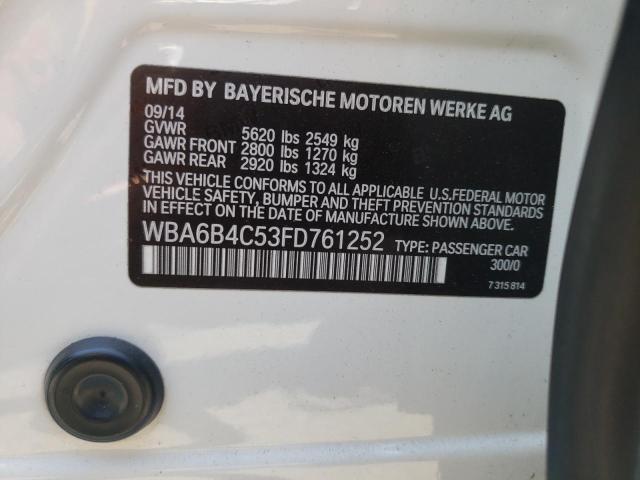 2015 BMW 650 I WBA6B4C53FD761252