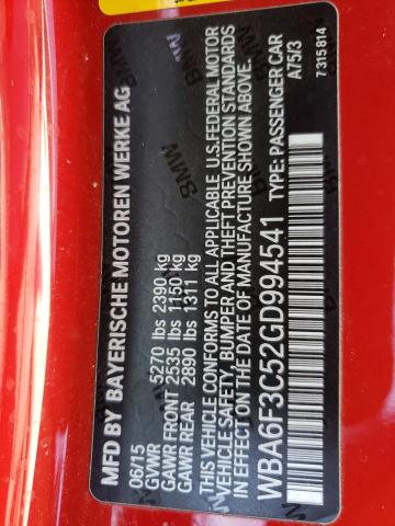2016 BMW 640 XI WBA6F3C52GD994541